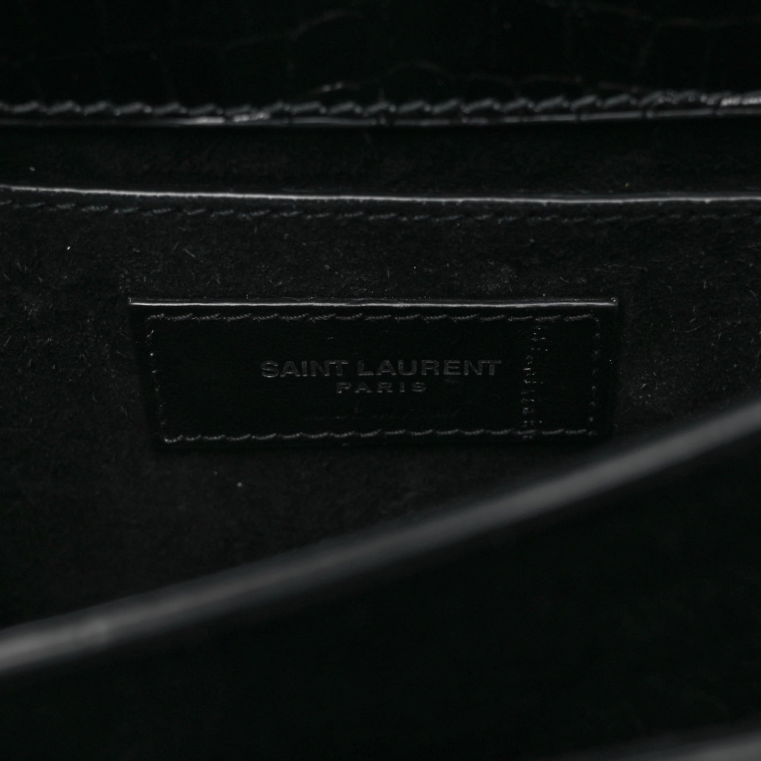 Saint Laurent Calfskin Crocodile Embossed Medium Monogram Sunset Black 6 of 8