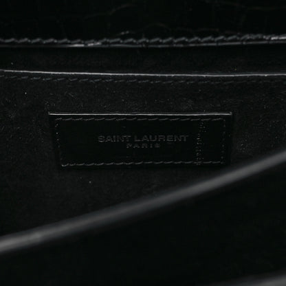 Saint Laurent Calfskin Crocodile Embossed Medium Monogram Sunset Black 6 of 8