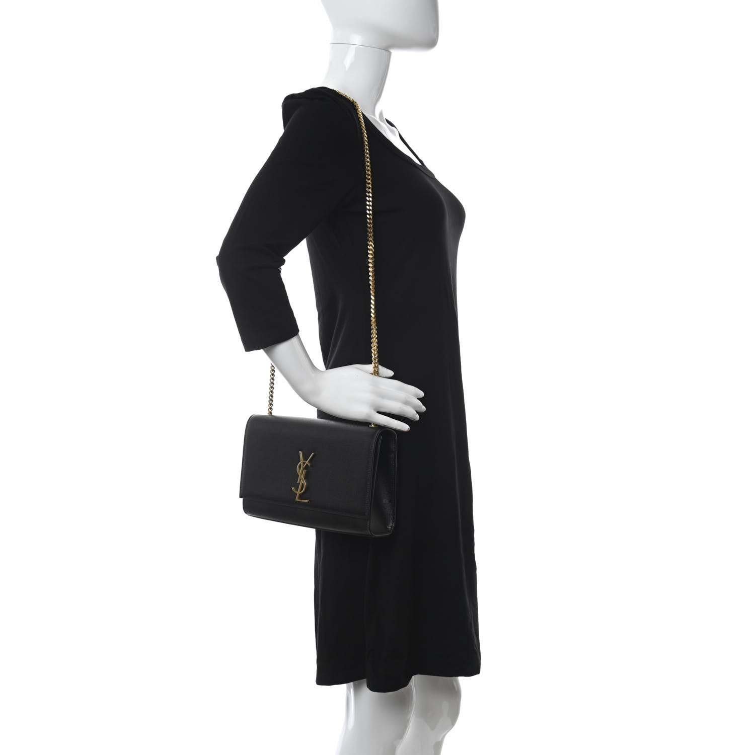 Saint Laurent Grain De Poudre Medium Classic Monogram Kate Satchel Black 2 of 11