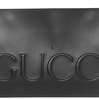 Gucci Calfskin Embossed XL Clutch Black 8 of 11