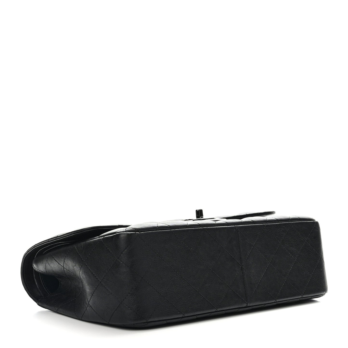Crumpled Calfskin Quilted Jumbo Double Flap So Black