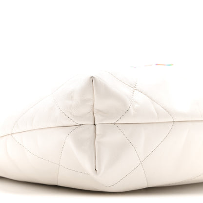 Chanel Shiny Calfskin Quilted Small Rainbow Chanel 22 White 10 of 13