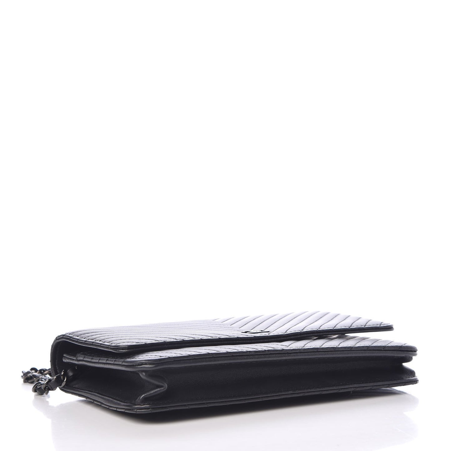 Lambskin Chevron Quilted Wallet On Chain WOC So Black