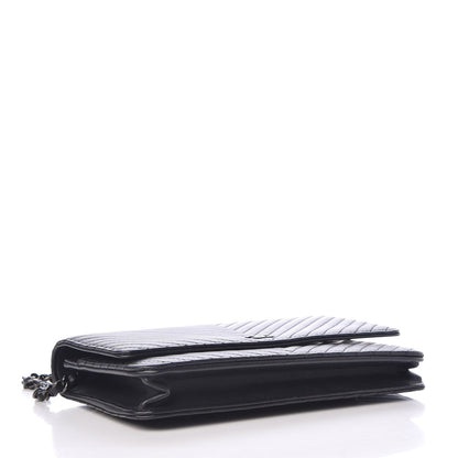 Chanel Lambskin Chevron Quilted Wallet On Chain WOC So Black 4 of 9