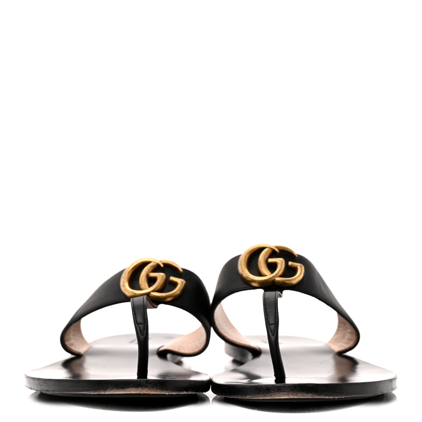 Calfskin GG Marmont Thong Sandals 40 Black