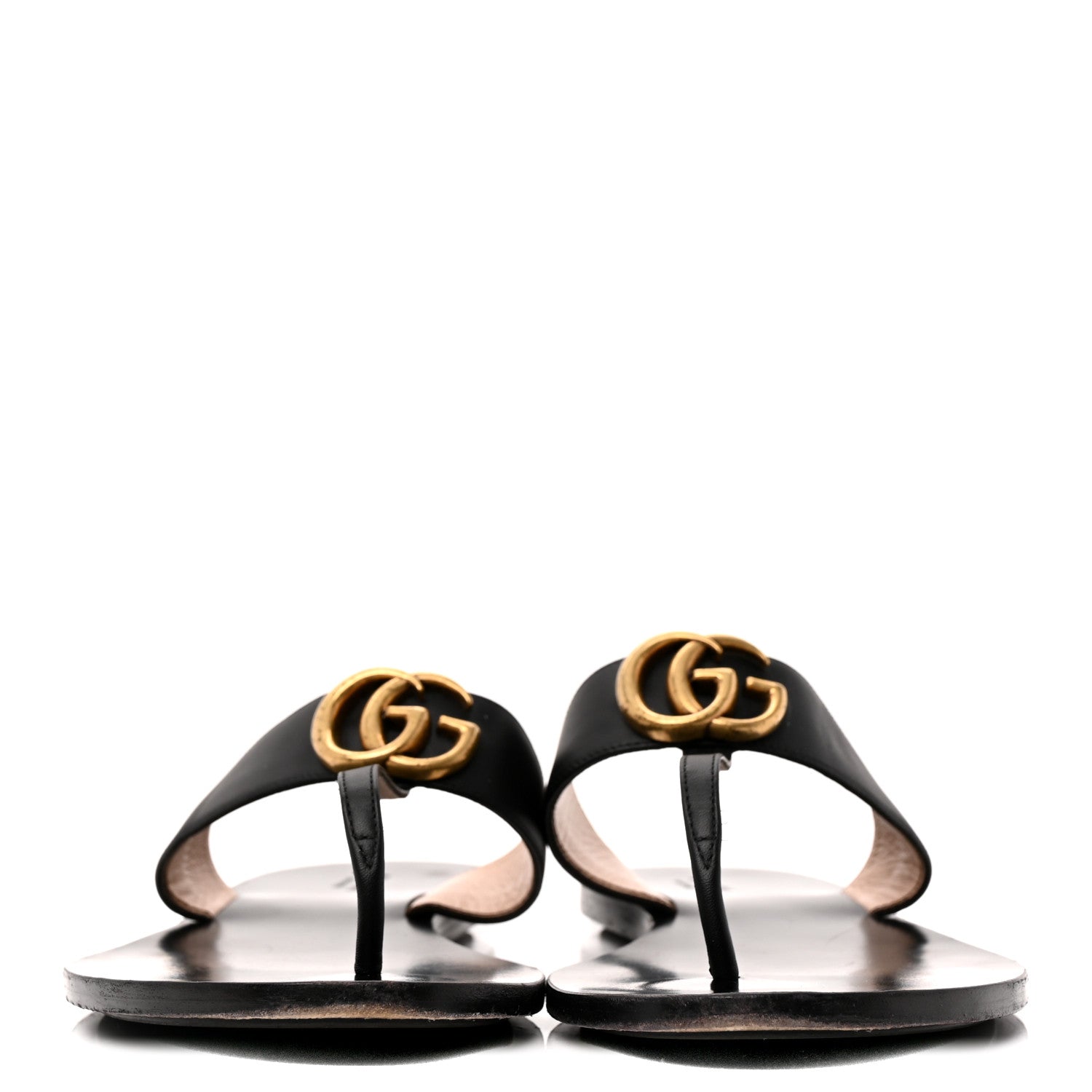 Gucci Calfskin GG Marmont Thong Sandals 40 Black 3 of 10