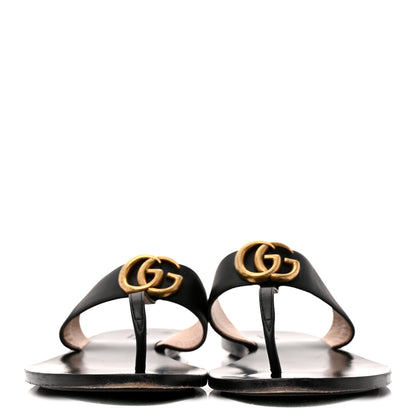 Gucci Calfskin GG Marmont Thong Sandals 40 Black 3 of 10