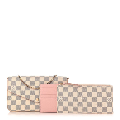 Louis Vuitton Damier Azur Pochette Felicie Chain Wallet Rose Ballerine 1 of 10