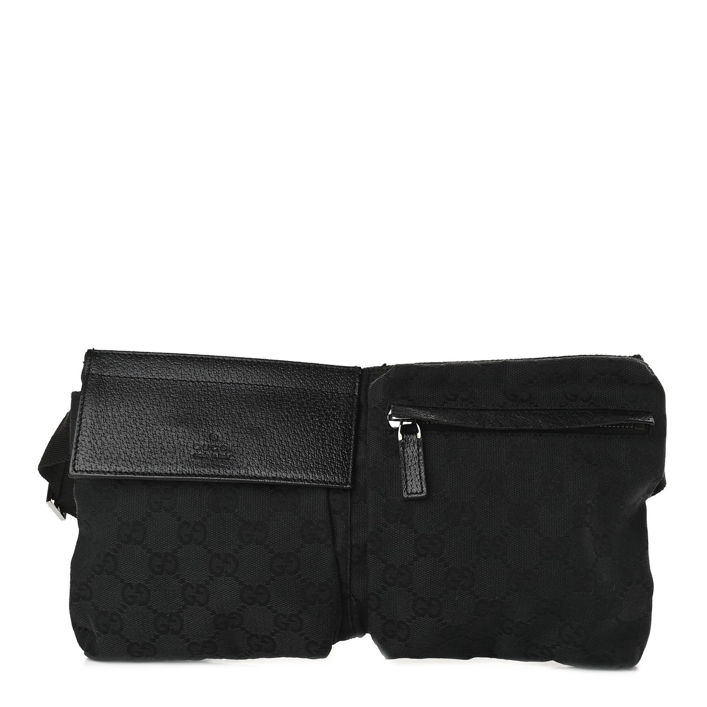 GG Monogram Double Pocket Belt Bag Black
