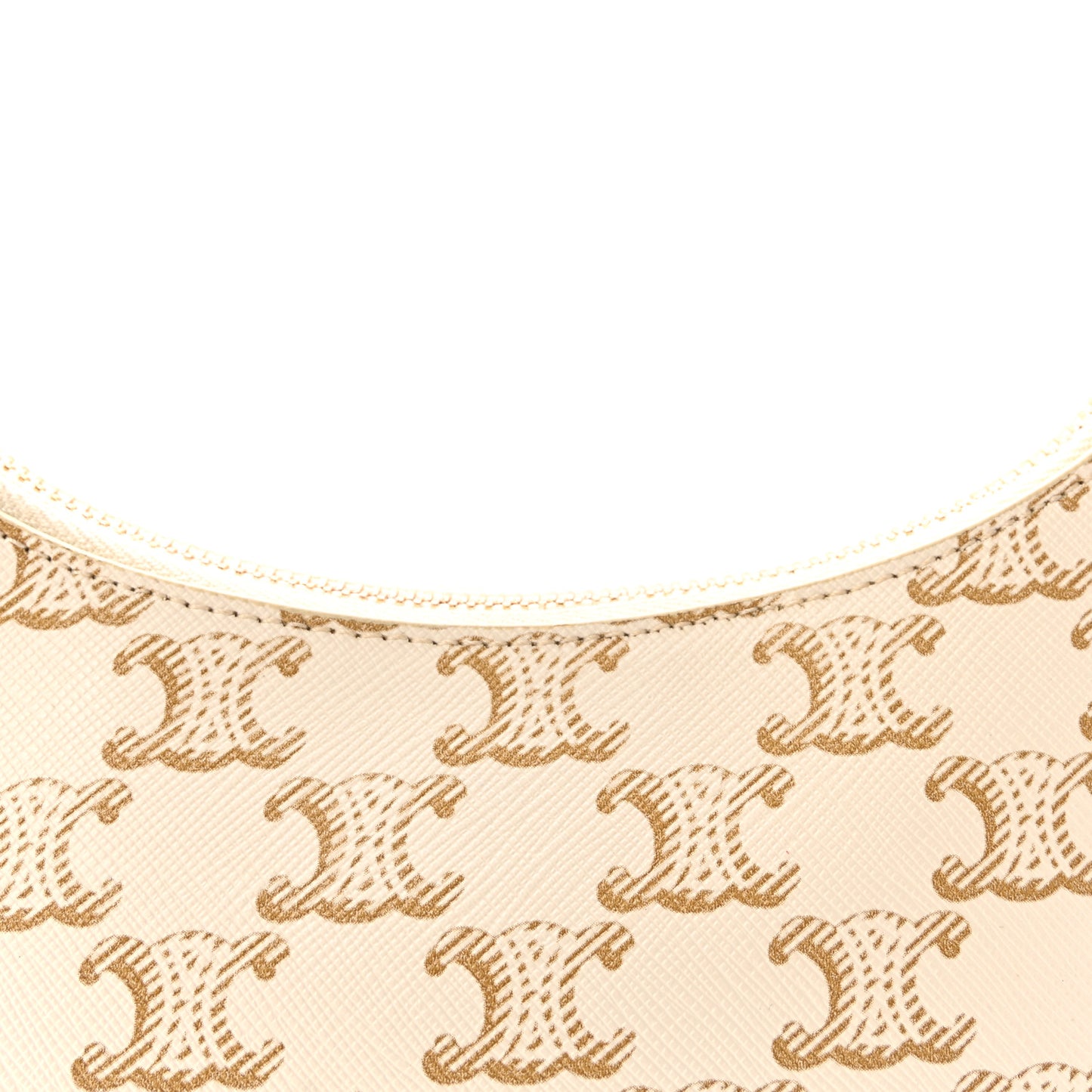 Canvas Calfskin Ava Triomphe Shoulder Bag White