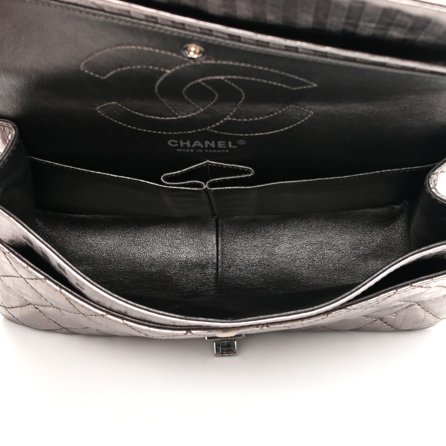 Chanel Metallic Striped Calfskin 2.55 Reissue 226 Flap Dark Silver 5 of 13