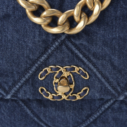Chanel Denim Quilted Large Chanel 19 Flap Blue 10 of 10