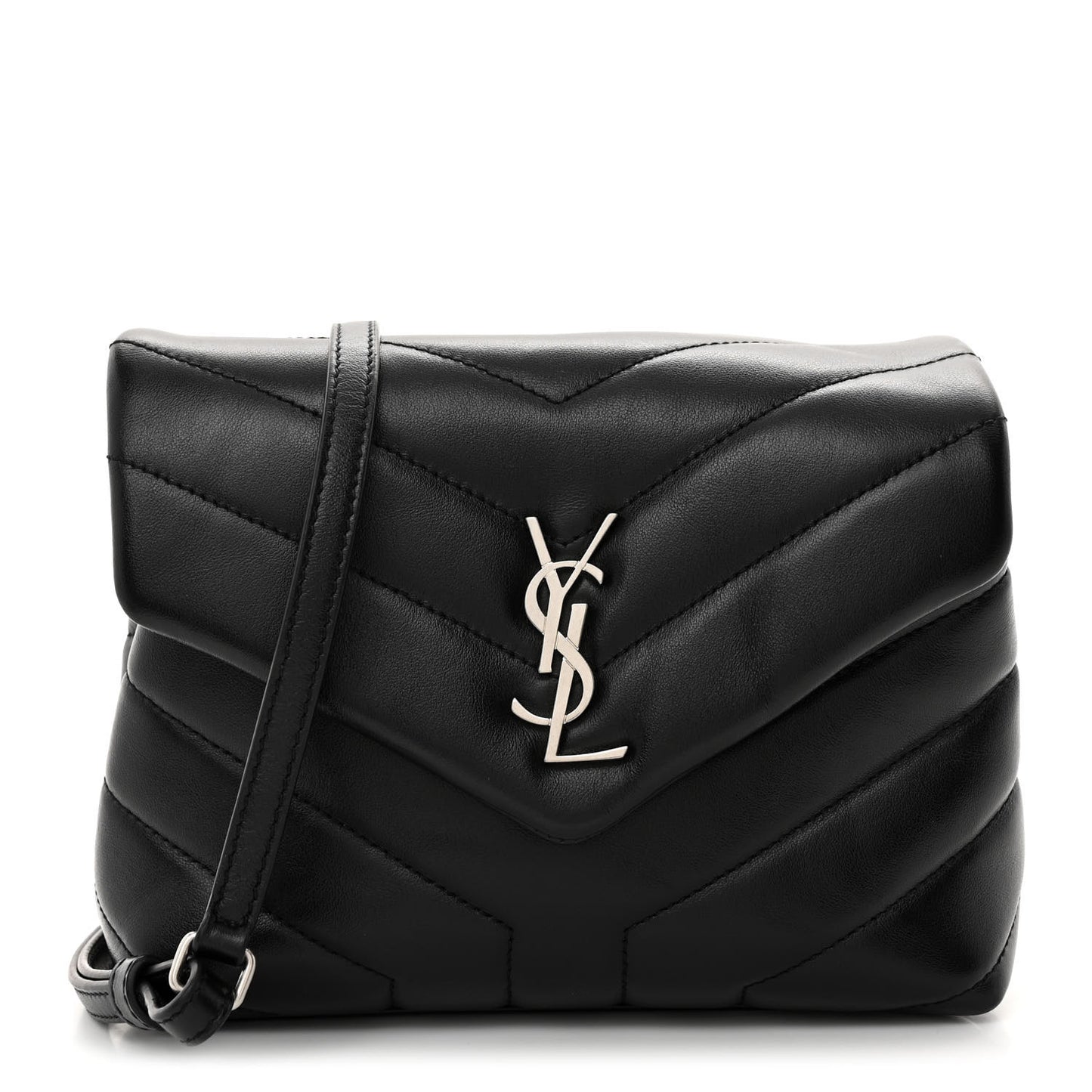 Calfskin Y Quilted Monogram Toy Loulou Crossbody Bag Black