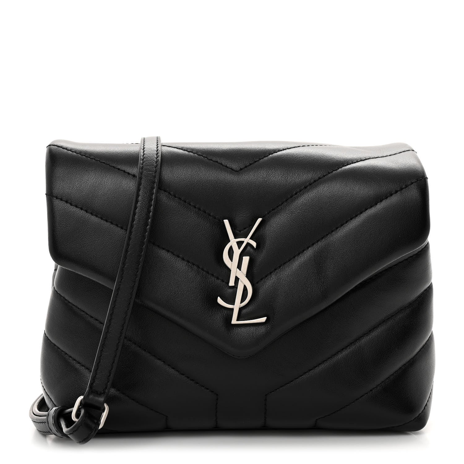 Saint Laurent Calfskin Y Quilted Monogram Toy Loulou Crossbody Bag Black 1 of 12
