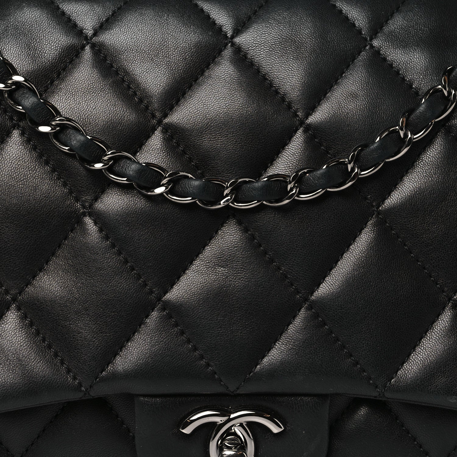 Chanel Lambskin Quilted Jumbo 3 Flap Black 7 of 10