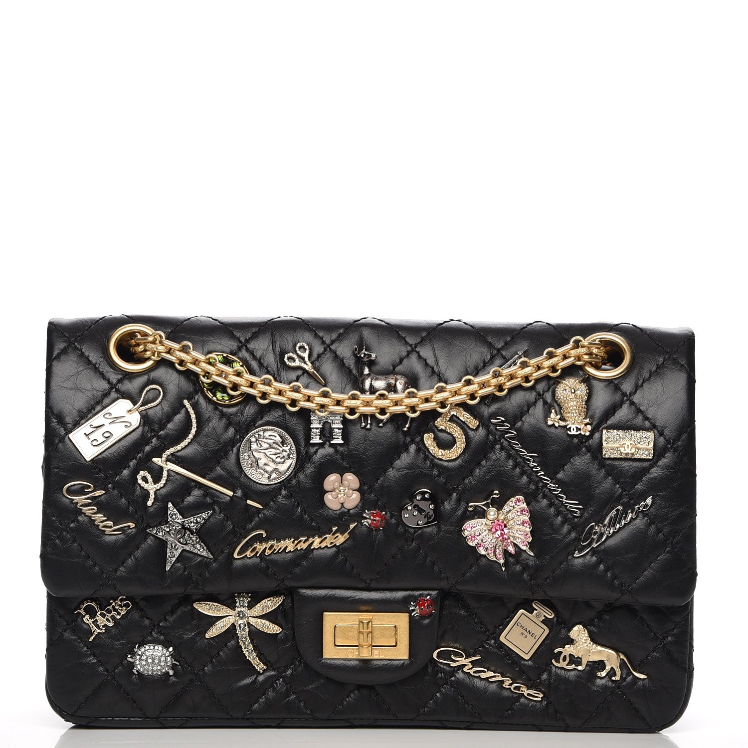 Chanel Aged Calfskin Lucky Charms 2.55 Reissue 225 Flap Black 1 of 10