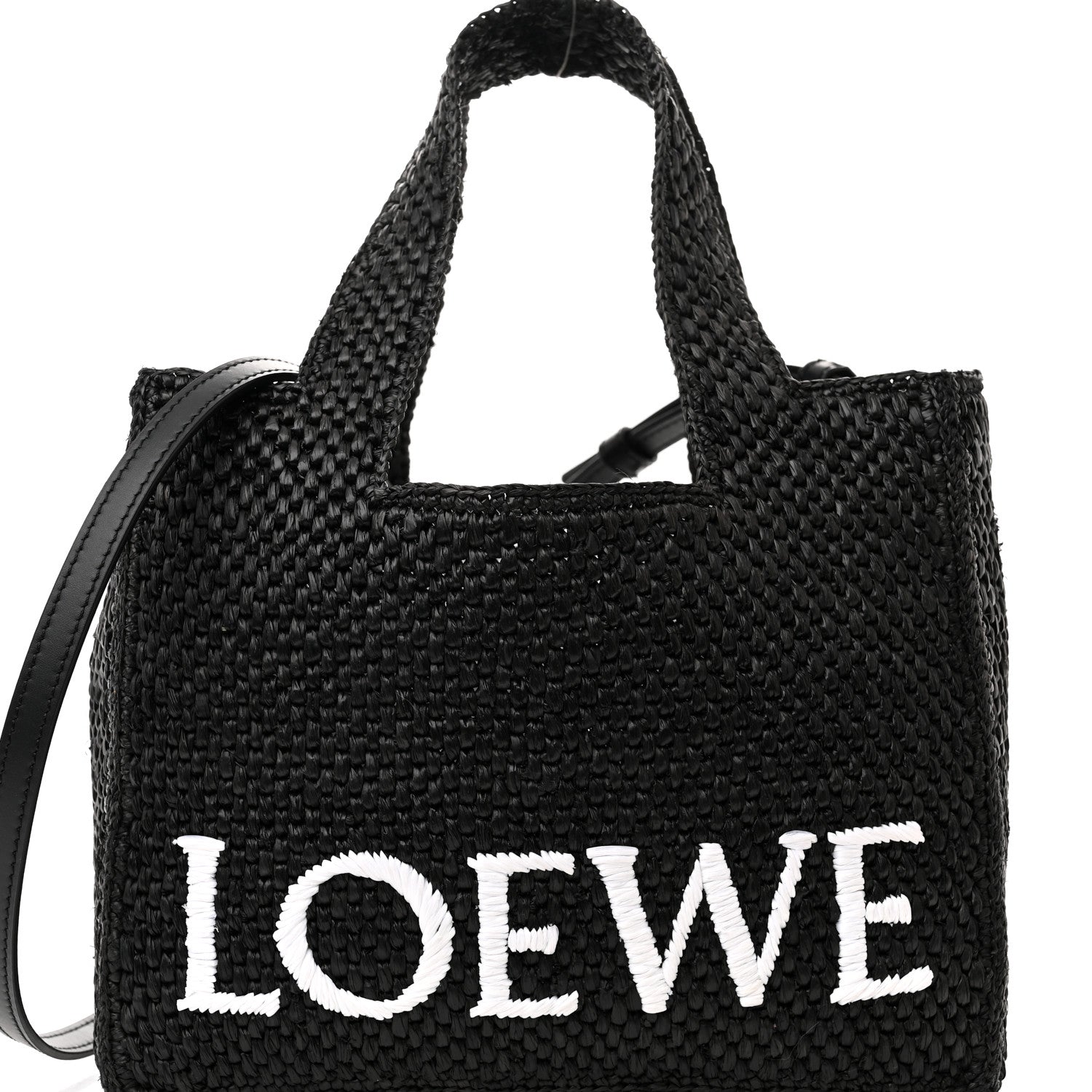Loewe Raffia Small Paula's Ibiza Logo Tote Black White 7 of 9