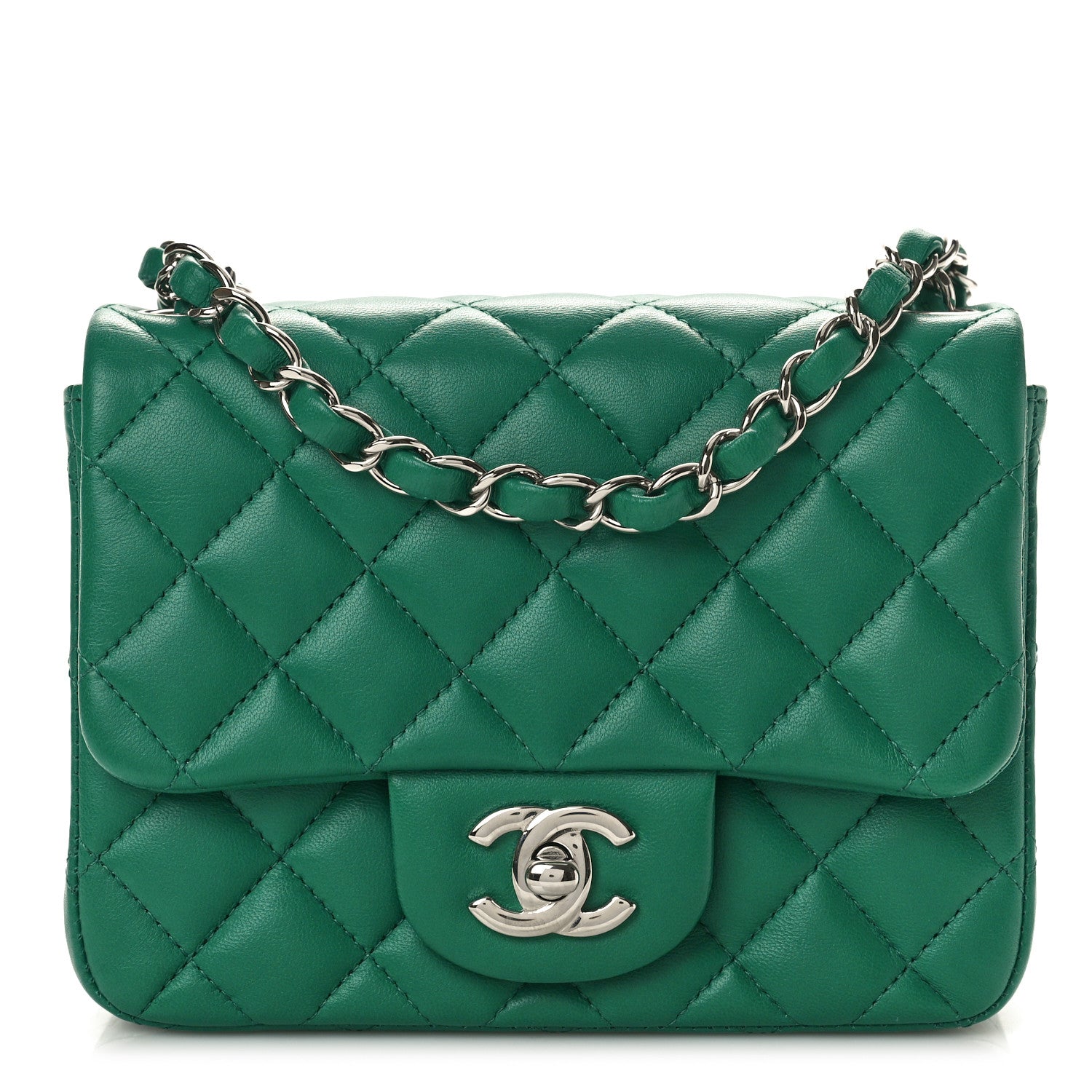 Chanel Lambskin Quilted Mini Square Flap Green 1 of 10
