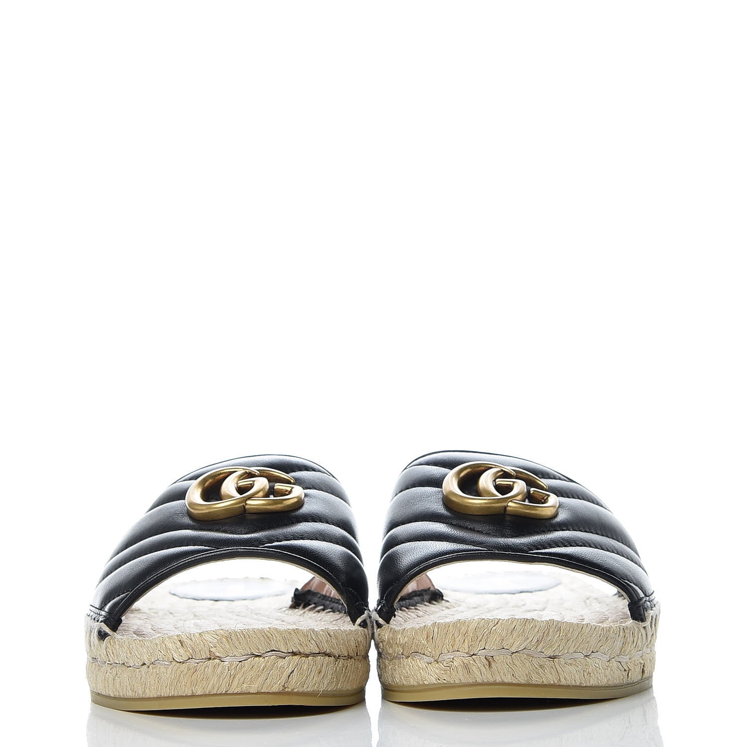 Gucci Nappa Matelasse GG Marmont Espadrille Slide Sandals 37.5 Black 2 of 9