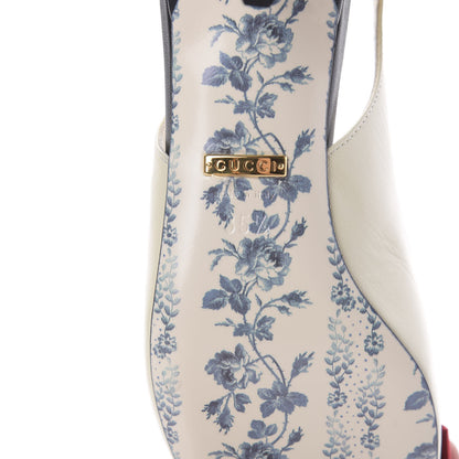Gucci Malaga Kid Web Bow Jane Low Heel Slingback Pumps 35.5 Off White 6 of 8