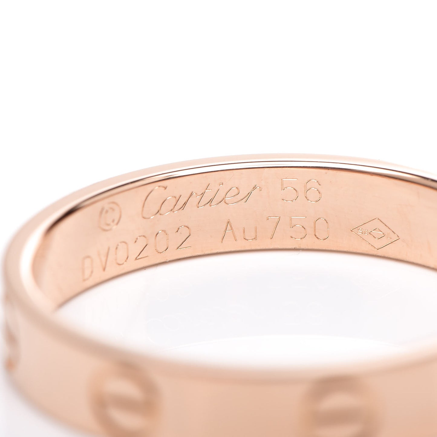 18K Pink Gold 3.5mm LOVE Wedding Band Ring 56 7.5