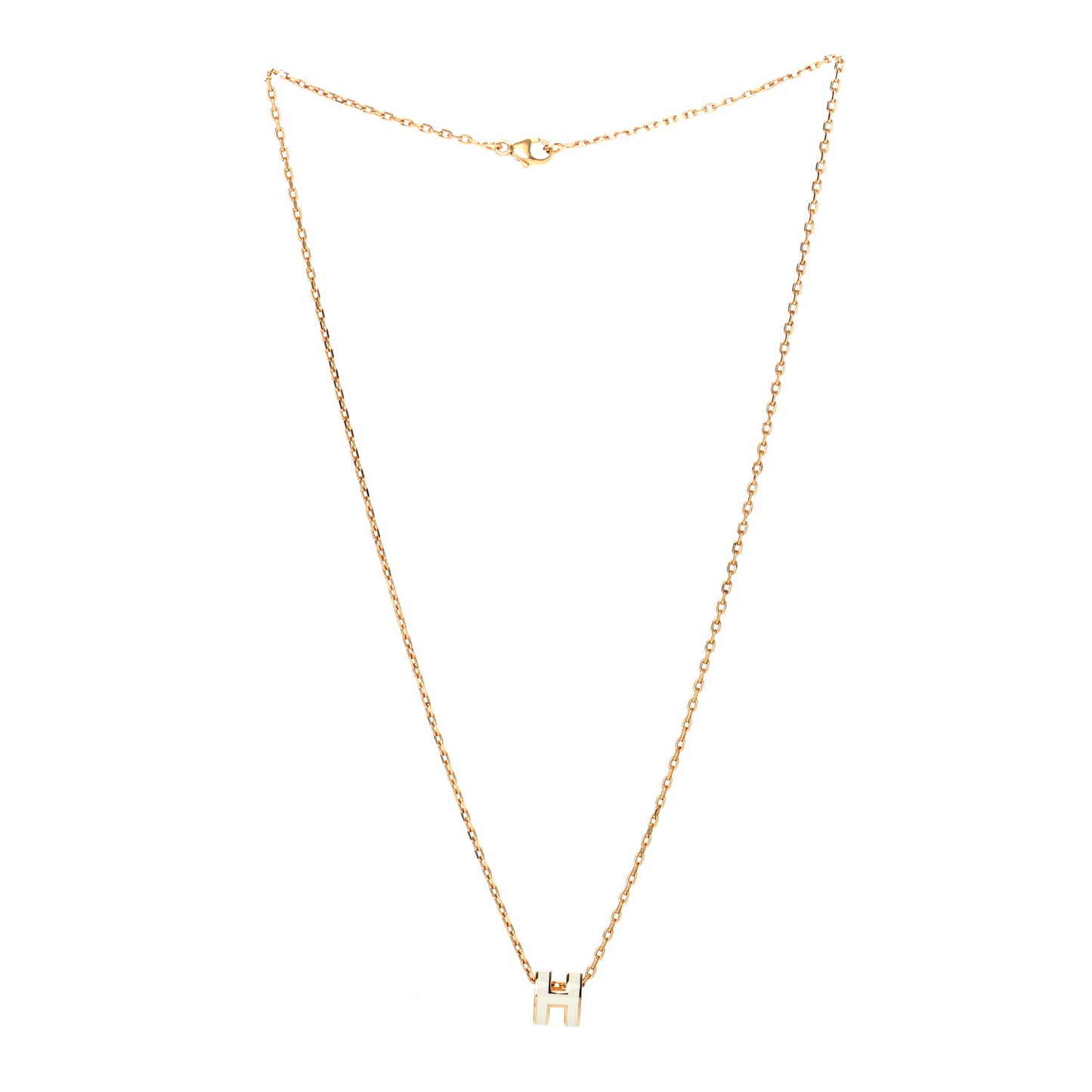 Lacquered Gold Mini Pop H Pendant Necklace White