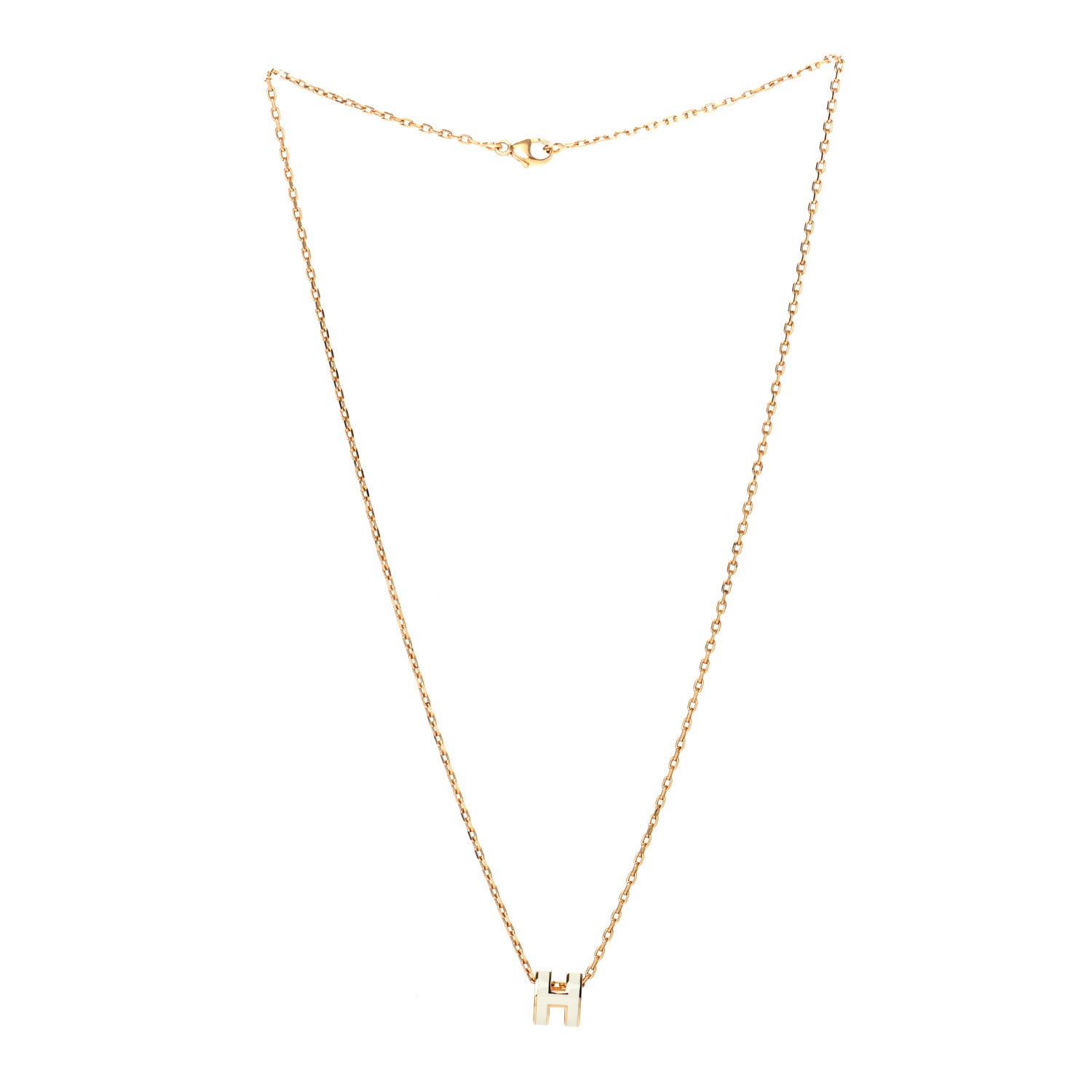 Hermes Lacquered Gold Mini Pop H Pendant Necklace White 2 of 5
