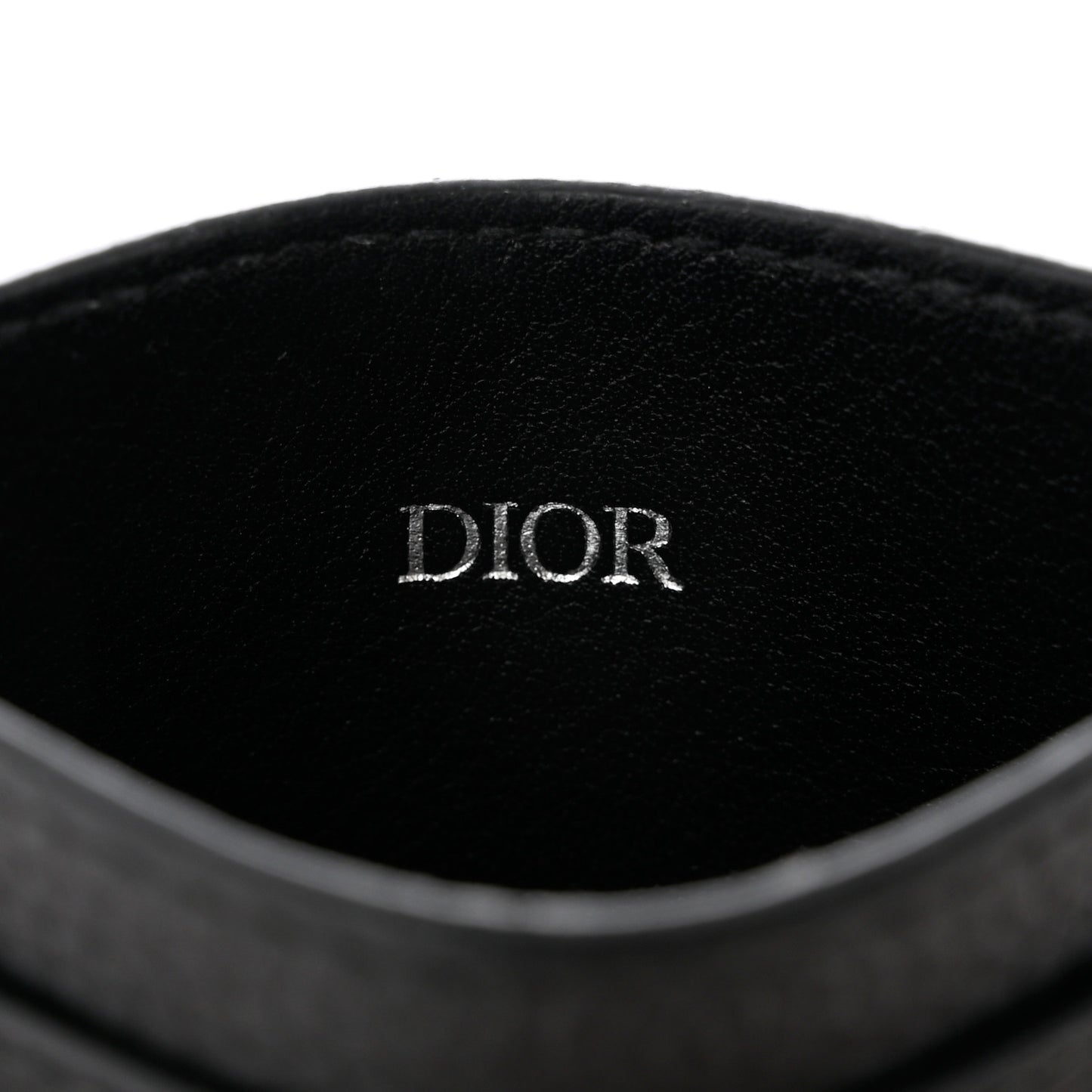 Grained Calfskin Embroidered Floral Lady Dior Card Holder Black
