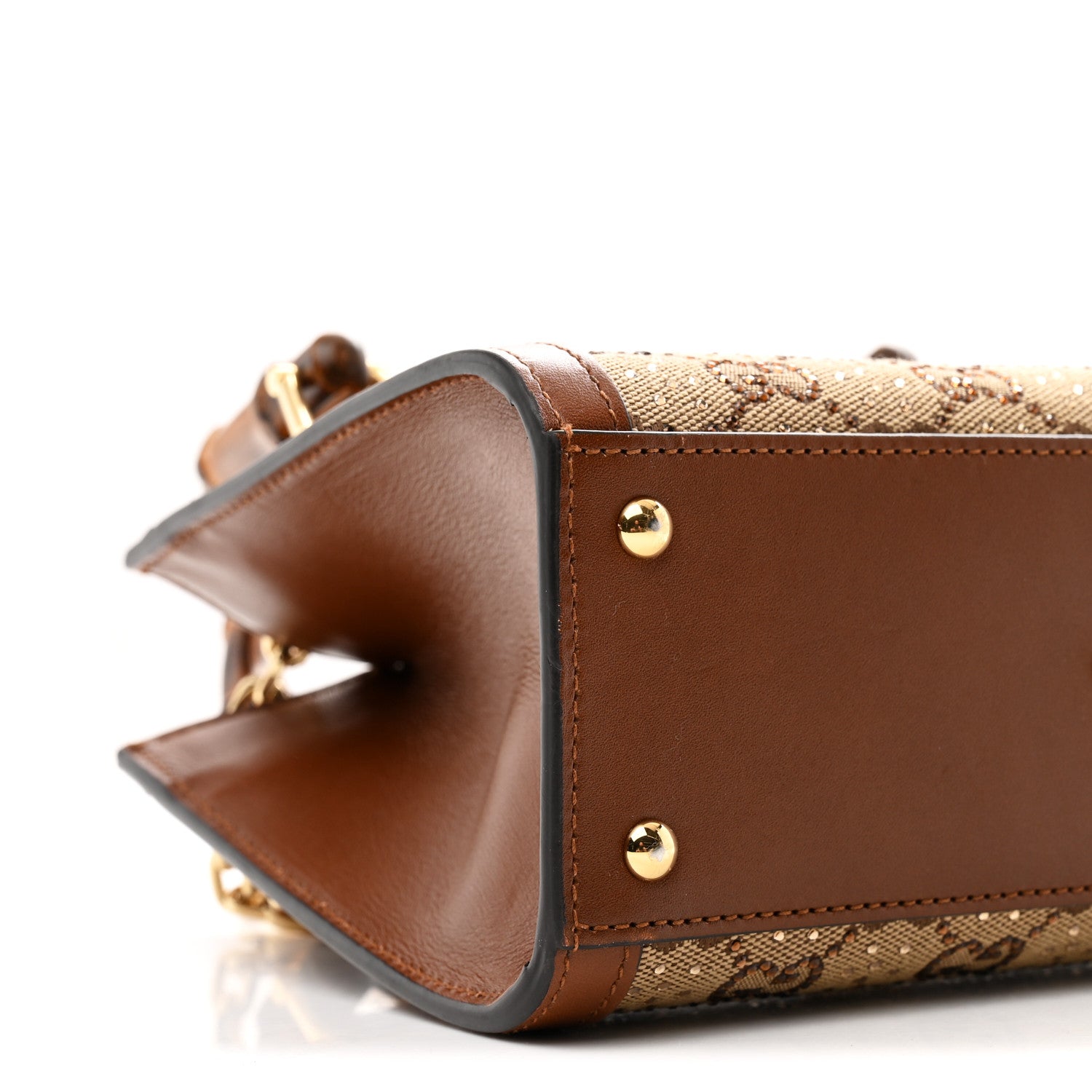Gucci New Canvas Charisma Calfskin Crystal GG Monogram Mini Diana