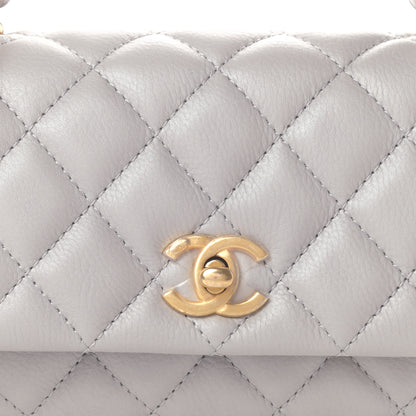 Chanel Calfskin Quilted Top Handle Flap Light Grey 8 of 12