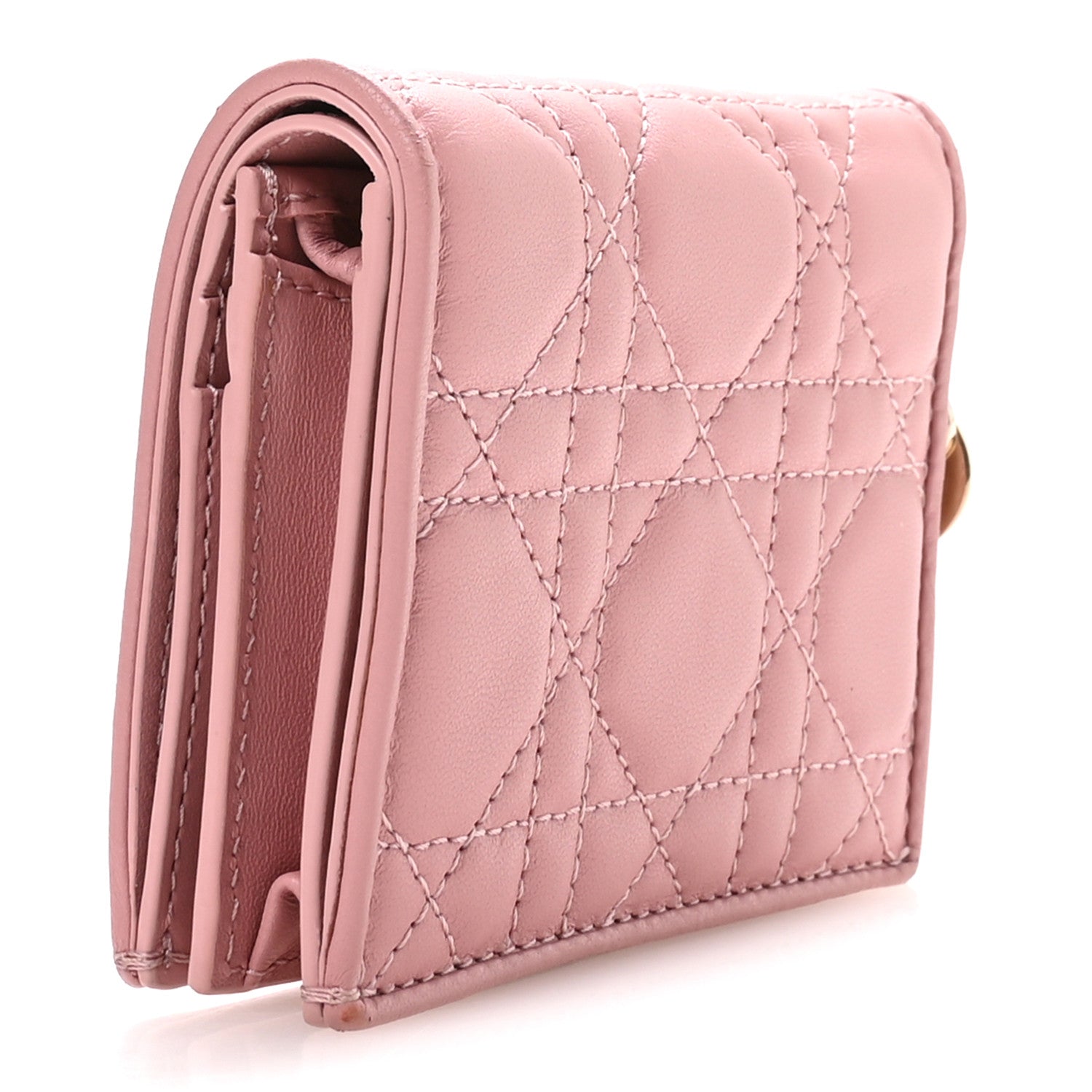 Christian Dior Lambskin Cannage Mini Lady Dior Wallet Pink 1835389 Christian Dior Lambskin Cannage Mini Lady Dior Wallet Pink 1835389