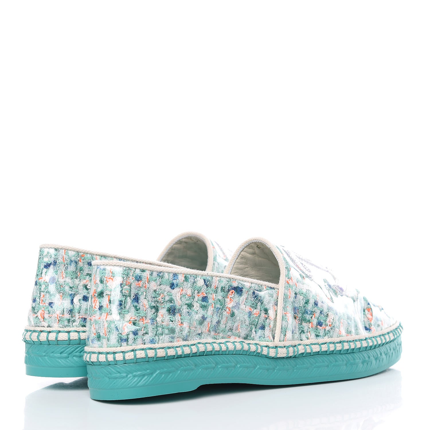 Chanel PVC Tweed CC Espadrilles 37 Green Multicolor 4 of 9