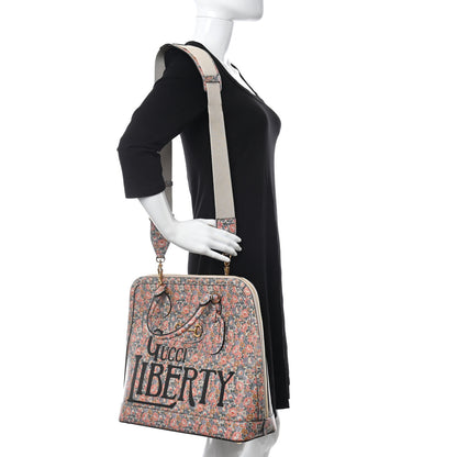 Gucci X LIBERTY OF LONDON Calfskin Floral Fawn Print Horsebit 1955 Duffle Bag Perfect Pink Ivory 2 of 11