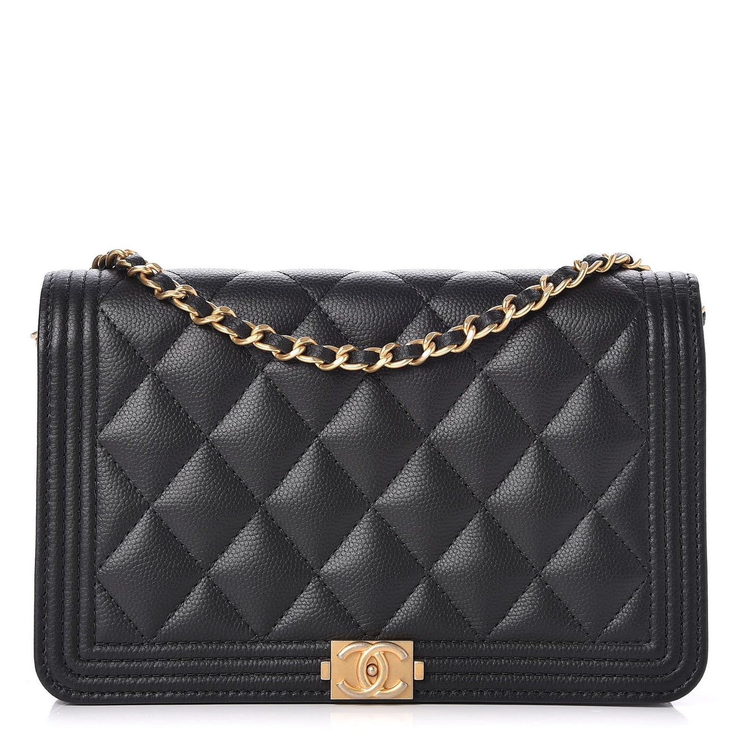Caviar Quilted Boy Wallet On Chain WOC Black