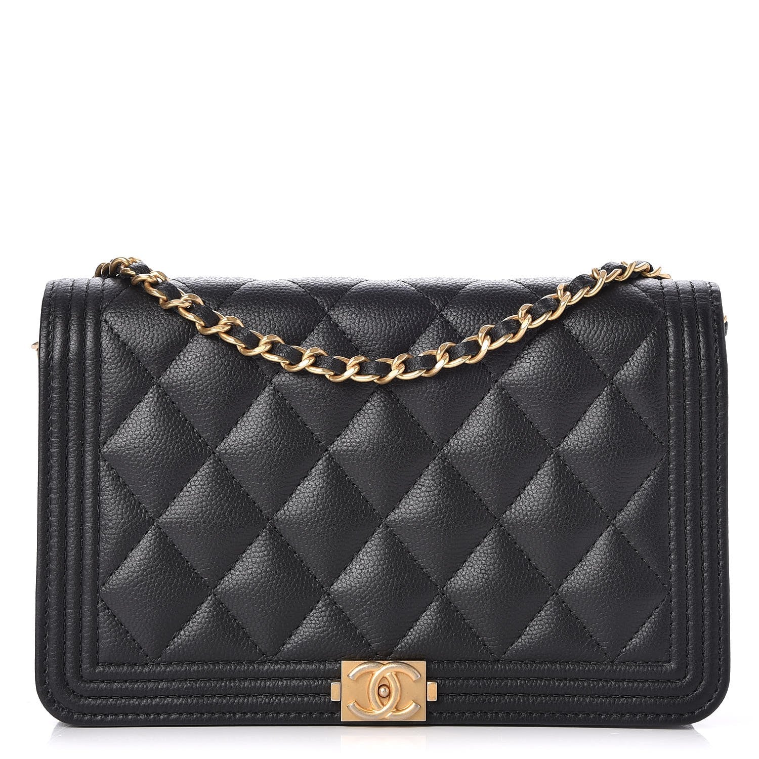 Chanel Caviar Quilted Boy Wallet On Chain WOC Black 1 of 9