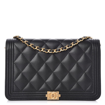 Chanel Caviar Quilted Boy Wallet On Chain WOC Black 1 of 9