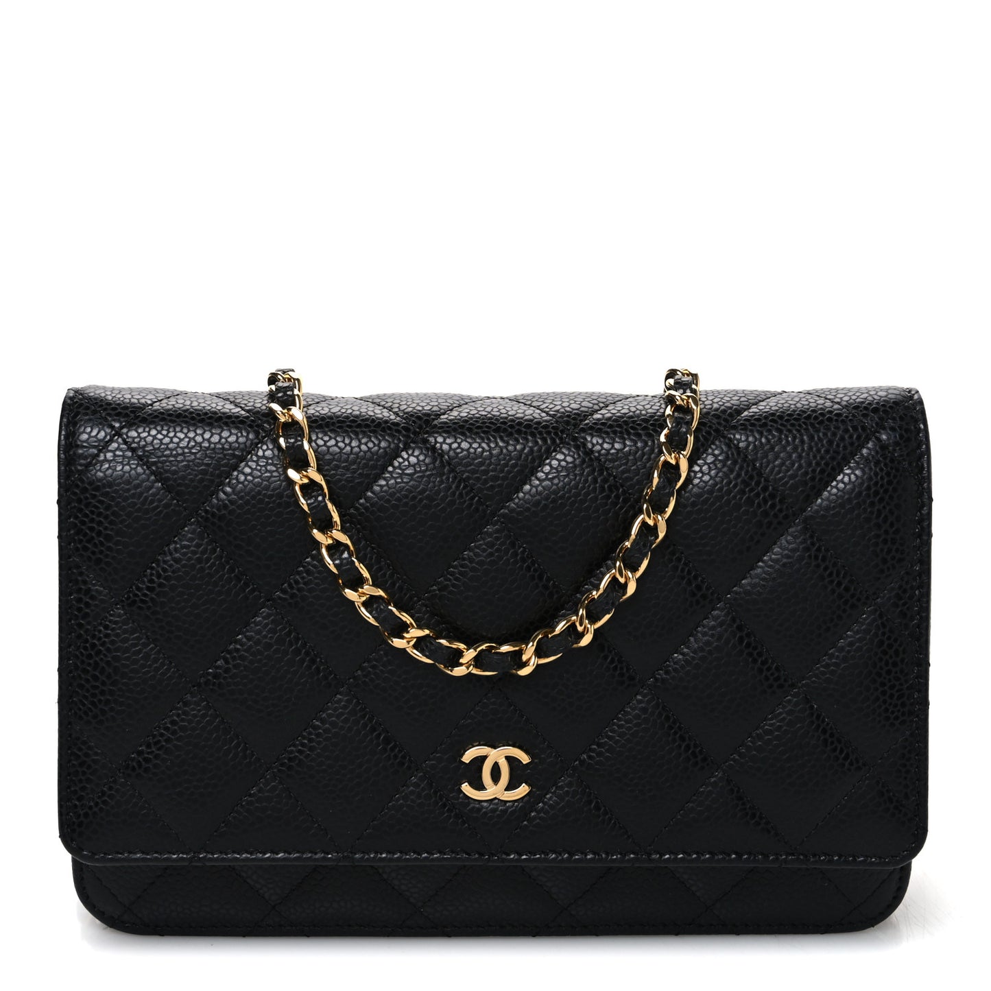 Caviar Quilted Wallet on Chain WOC Black