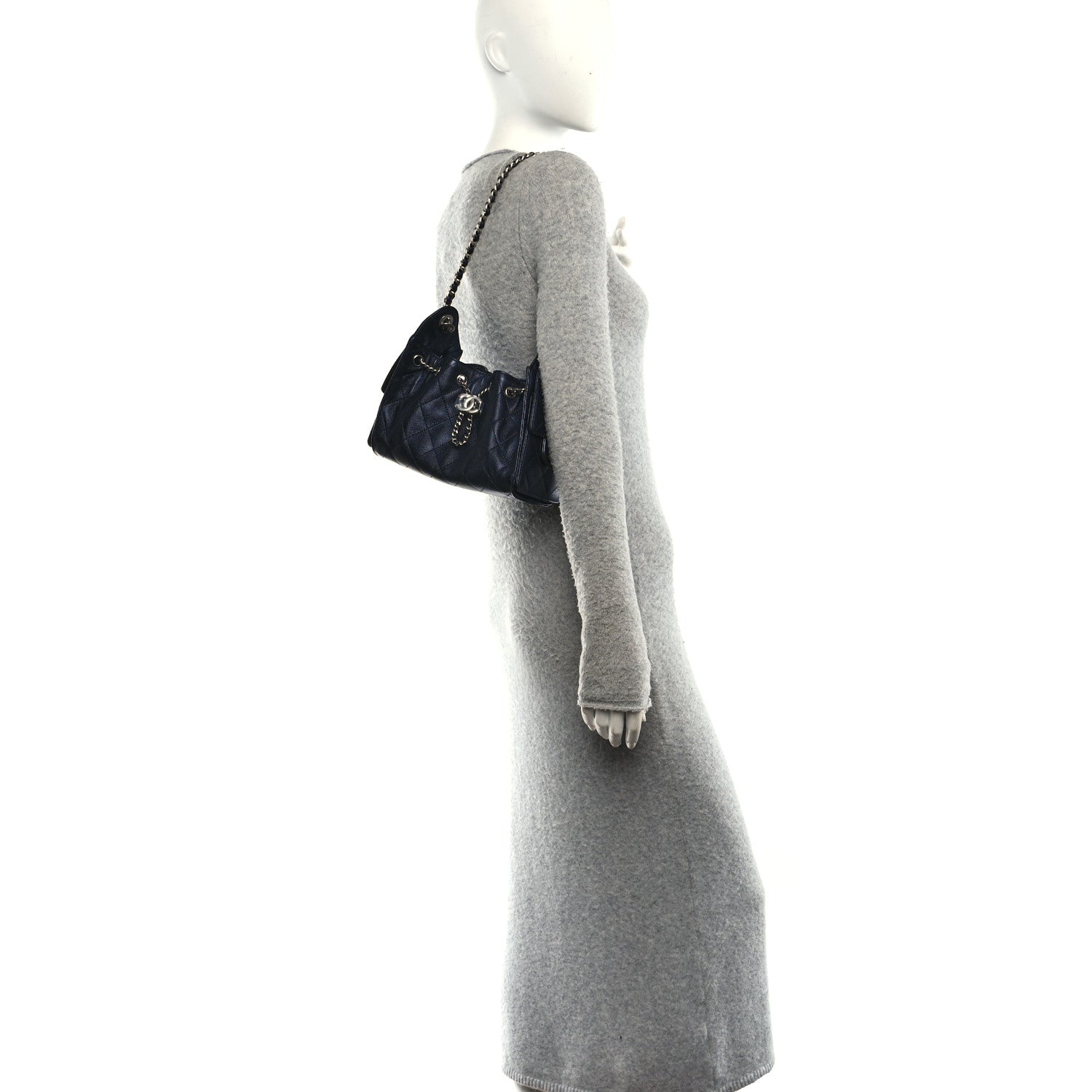 Chanel Metallic Caviar Quilted Mini Chanel 25 Handbag Dark Blue 2 of 11