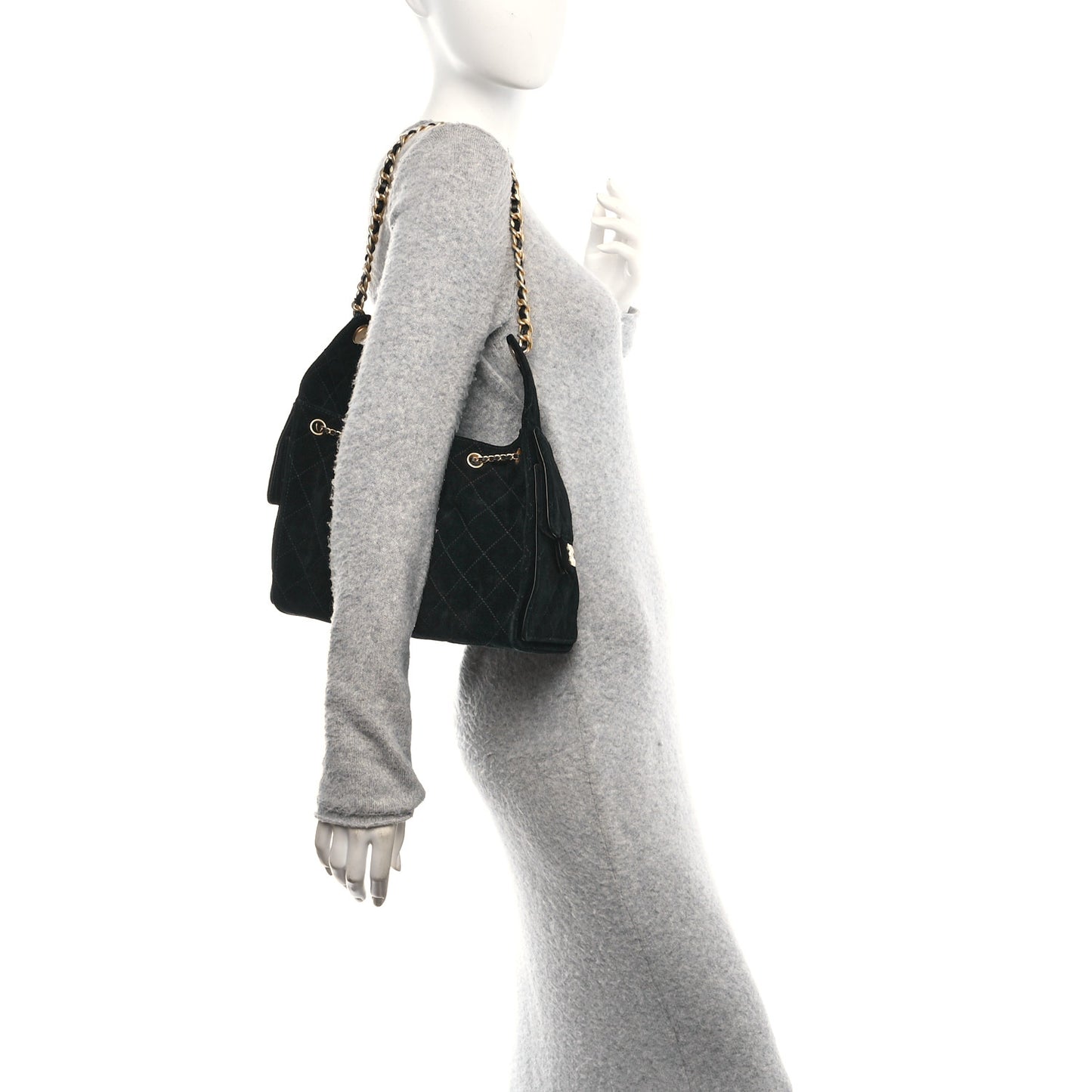 Suede Quilted Small Chanel 25 Handbag Black