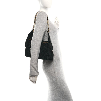 Chanel Suede Quilted Small Chanel 25 Handbag Black 2 of 11