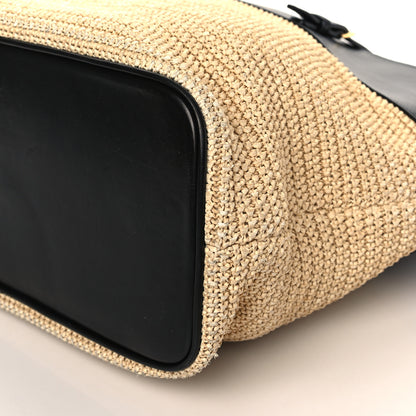 Saint Laurent Calfskin Raffia Medium Shopper Tote Naturale Black 8 of 8