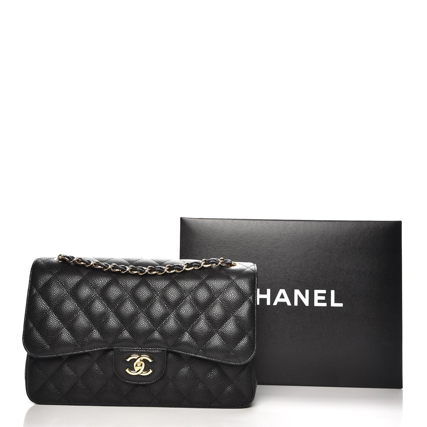 Caviar Quilted Jumbo Double Flap Black
