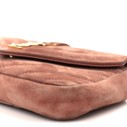 Saint Laurent Suede Matelasse Chevron Monogram Mini College Bag Barely Pink 13 of 13