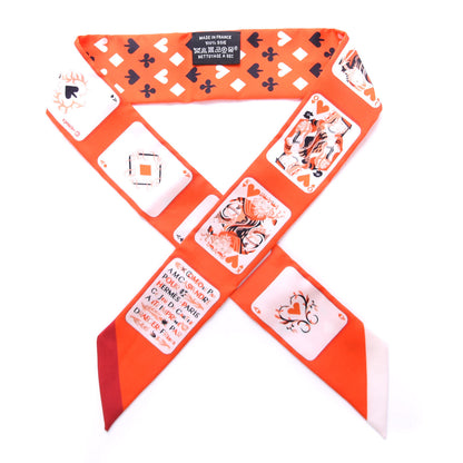 Hermes Silk Jeu de Cartes Twilly Vermillon Rouge White 1 of 4