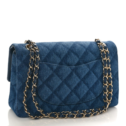 Chanel Printed Denim Quilted Medium Double Flap Dark Blue 2 of 9