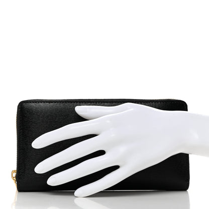 Gucci Textured Calfskin Gucci Script Zip Around Wallet Black 3 of 8