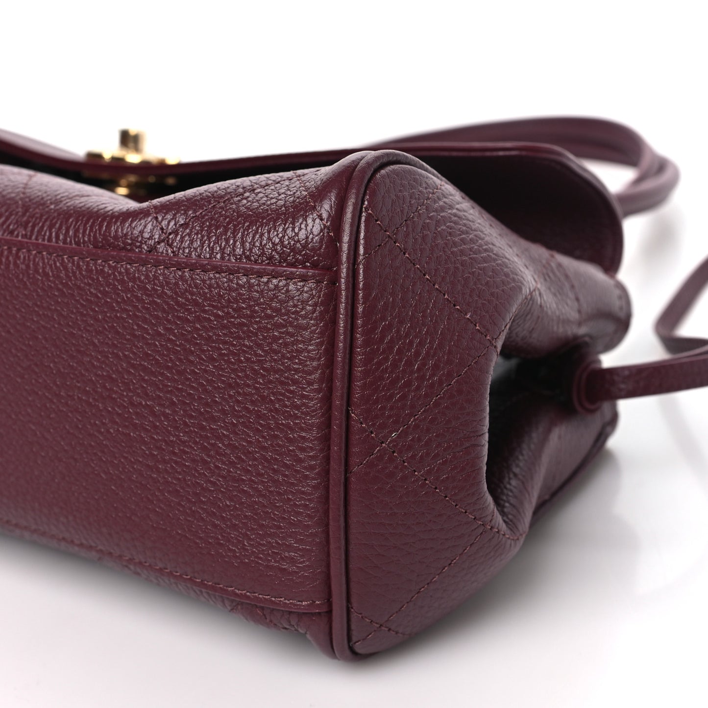 Grained Calfskin Stitched Urban Essentials Small Shopping Bag Burgundy