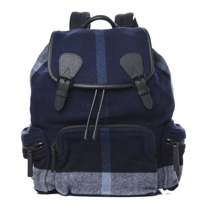 Burberry Wool Check Duffle Rucksack Backpack Indigo Blue 1 of 7