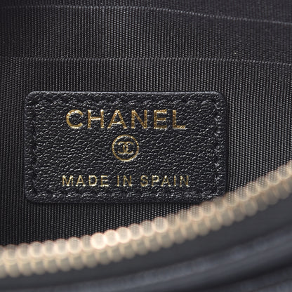 Chanel Sheepskin Quilted Mademoiselle Vintage Zip Pouch Black 6 of 10