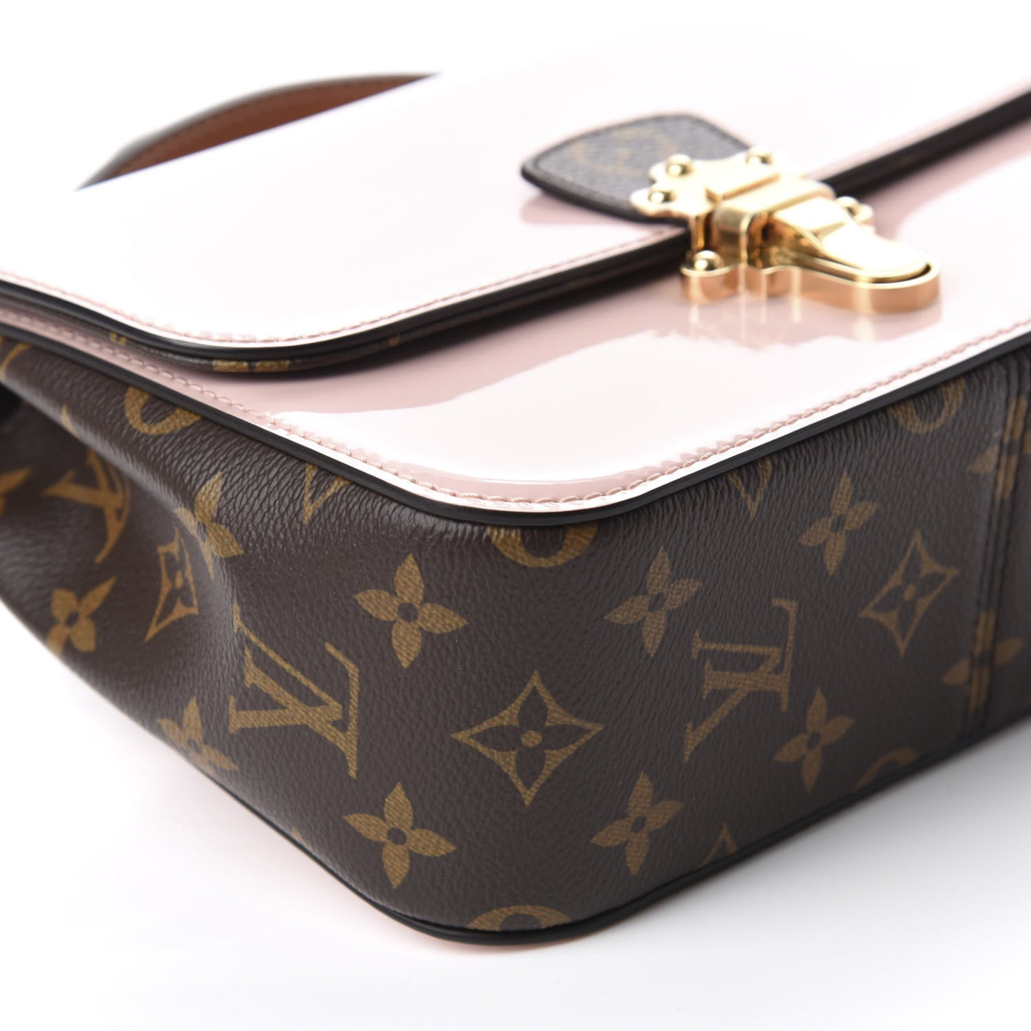 Patent Calfskin Monogram Cherrywood BB Rose Ballerine